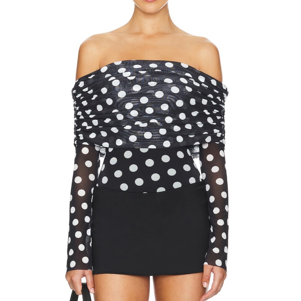 AFRM Maxine polka dot long sleeve bodysuit. NWT.